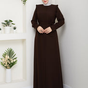 Acı Kahve omuz fırfırlı ferace 145 cm boy