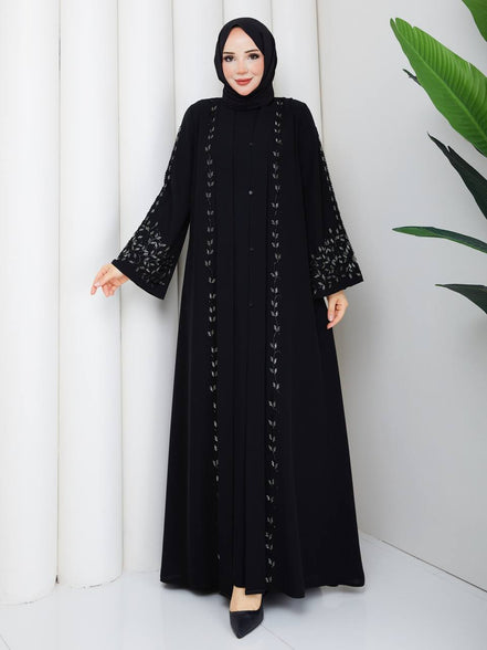 Dubai ipeği ferace elbise takımı – Gigi Tesettür