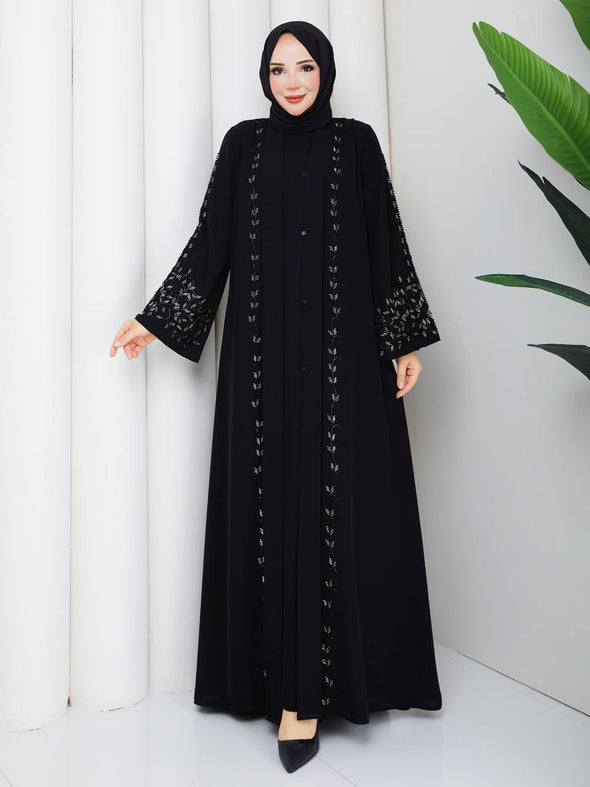 Dubai ipeği ferace elbise takımı – Gigi Tesettür