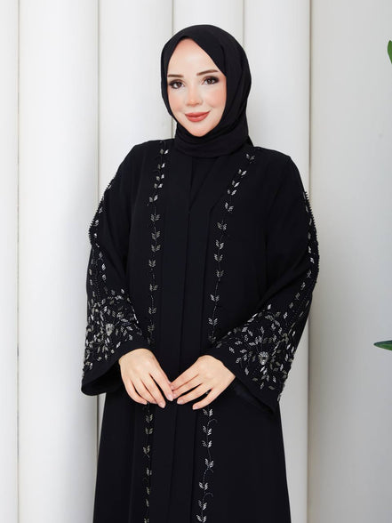 Dubai abaya elbise takımı şık tesettür