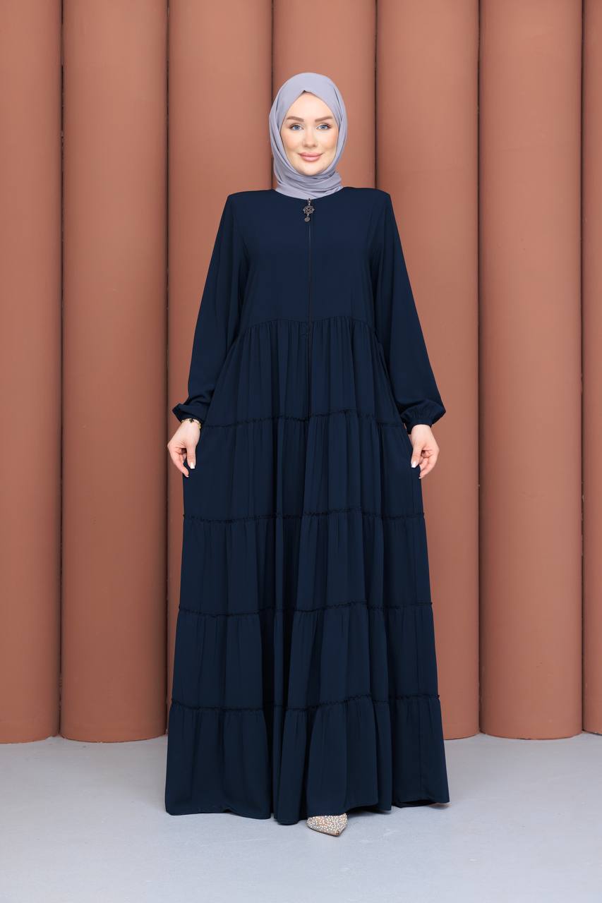 Lacivert Mevlana ferace lastikli manşet