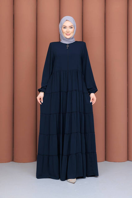 Lacivert Mevlana ferace lastikli manşet
