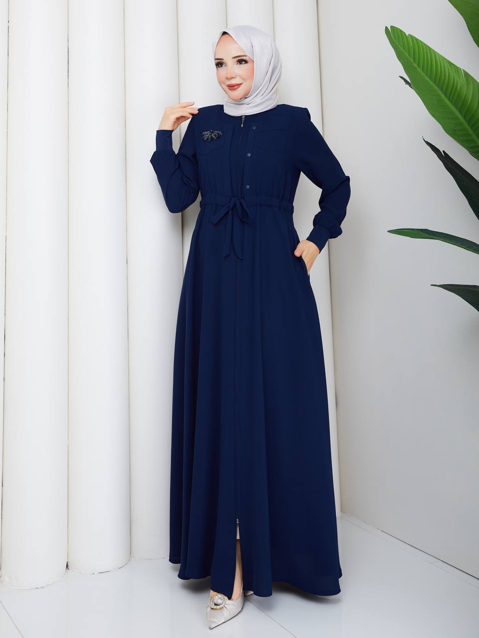 Lacivert kırışmaz tesettür ferace 143 cm