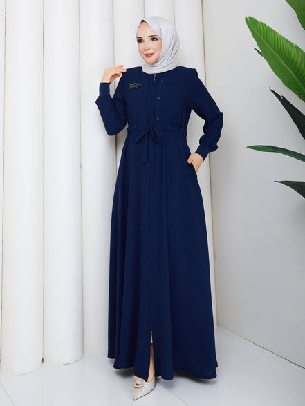 Lacivert kırışmaz tesettür ferace 143 cm