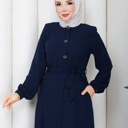 Ela model lacivert yazlık ferace – tüylenmez, kırışmaz