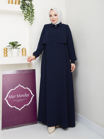 Lacivert tesettür ferace 145 cm boy