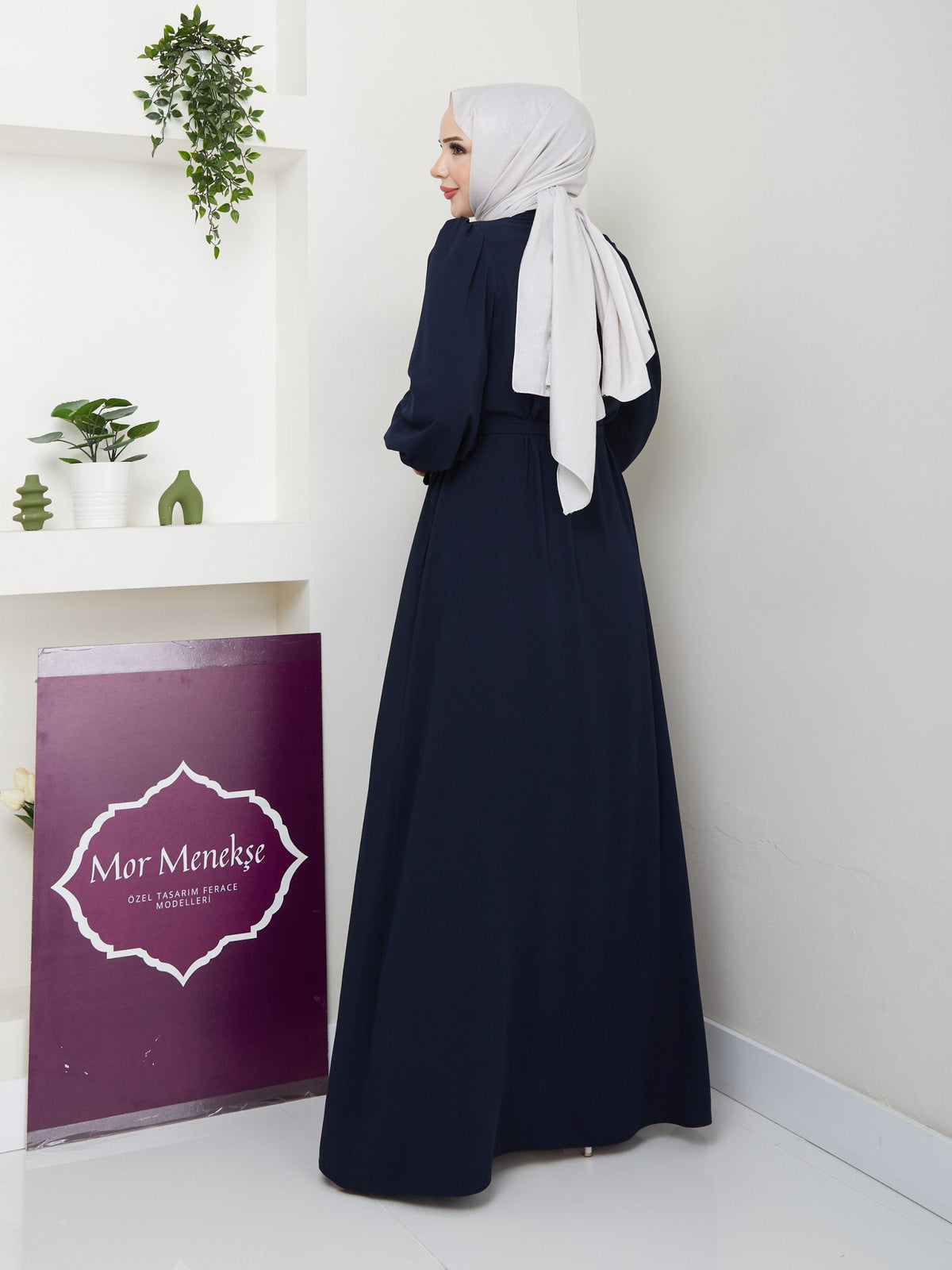 Lacivert prenses kol ferace Yasmin model