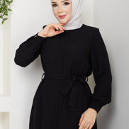 Siyah krep ferace tam kalıp