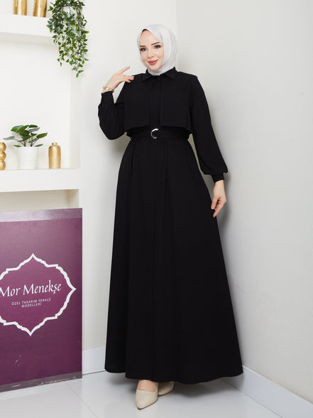 Siyah tesettür ferace 145 cm boy