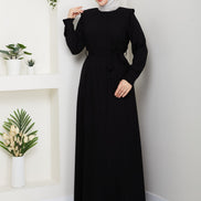 Siyah omuz fırfırlı ferace 145 cm boy