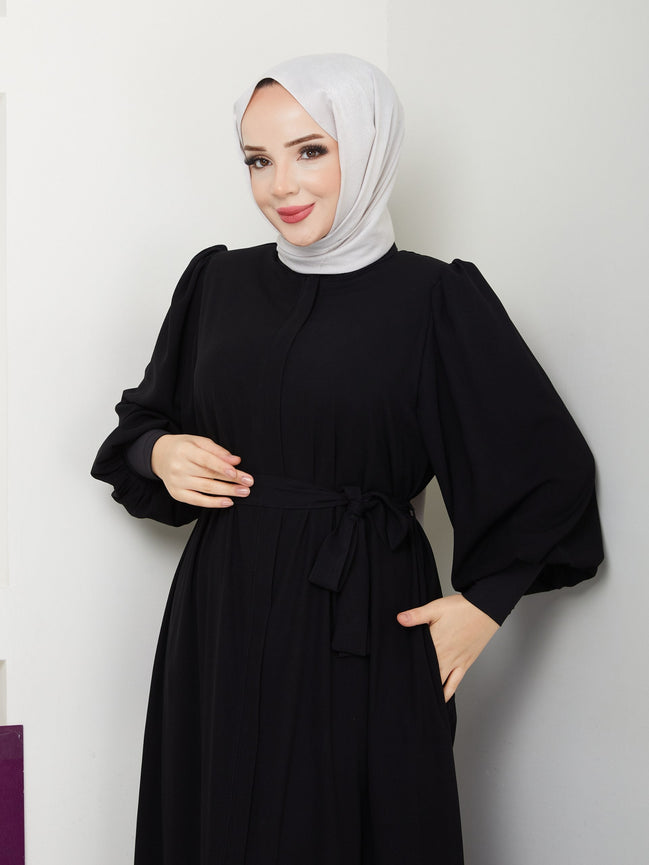 Siyah Yasmin Medine ipeği ferace – Gigi Tesettür